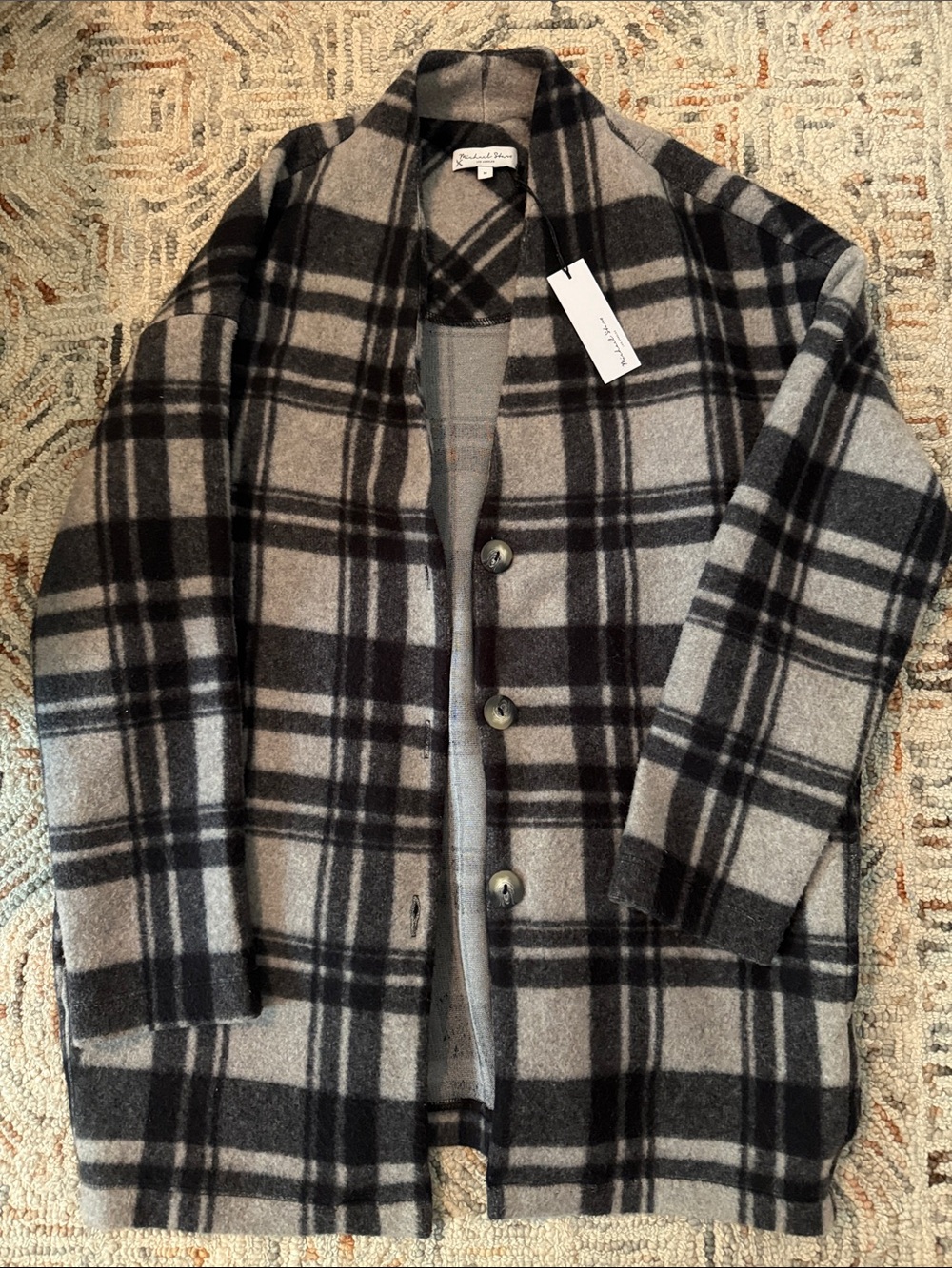 Michael Stars Black and Gray Plaid Dakota jacket